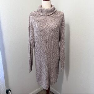 American Eagle Sweater Dress Turtleneck Women Size Large Pink Brown